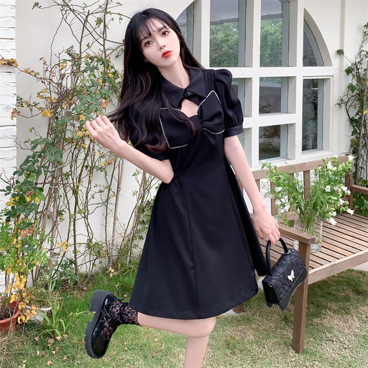 信頼 M 5l 大きいサイズ 可愛いリボンボタン ジャガード織 チャイナ風ドレス パフスリーブワンピース ス K T Chou Baku An Kanematsuusa Com