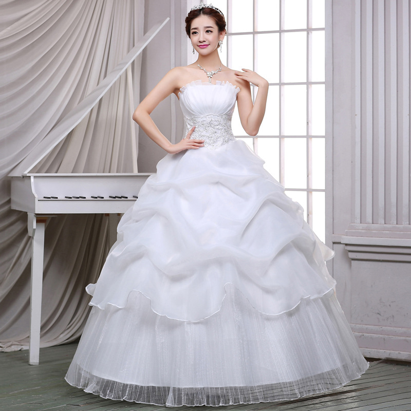 XＳ～5Ｌ 結婚式 二次会  花嫁 ウェディングドレス プリンセスドレス 白ドレス 編み上げロングドレス