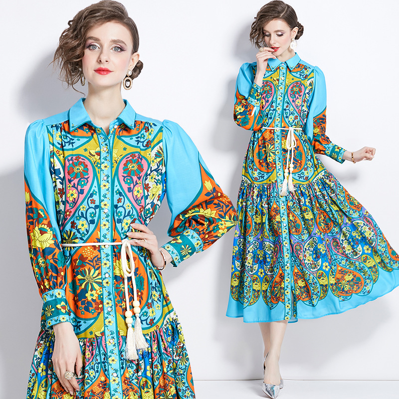 M～3L★夏新作　 出かけ パーティー　可愛いギャザ入り　リボン付き　長袖パフスリーブワンピース