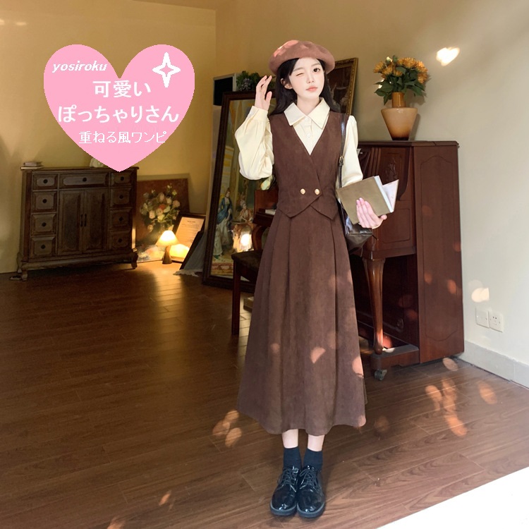 可愛いぽっちゃりさん★M～5L★大きいサイズ 重ねる風ワンピース