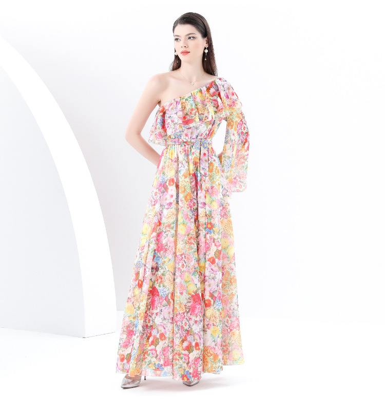 ★パーティー  結婚式 お出かけ デート ホールダーネック シフォンロングワンピース マキシワンピース