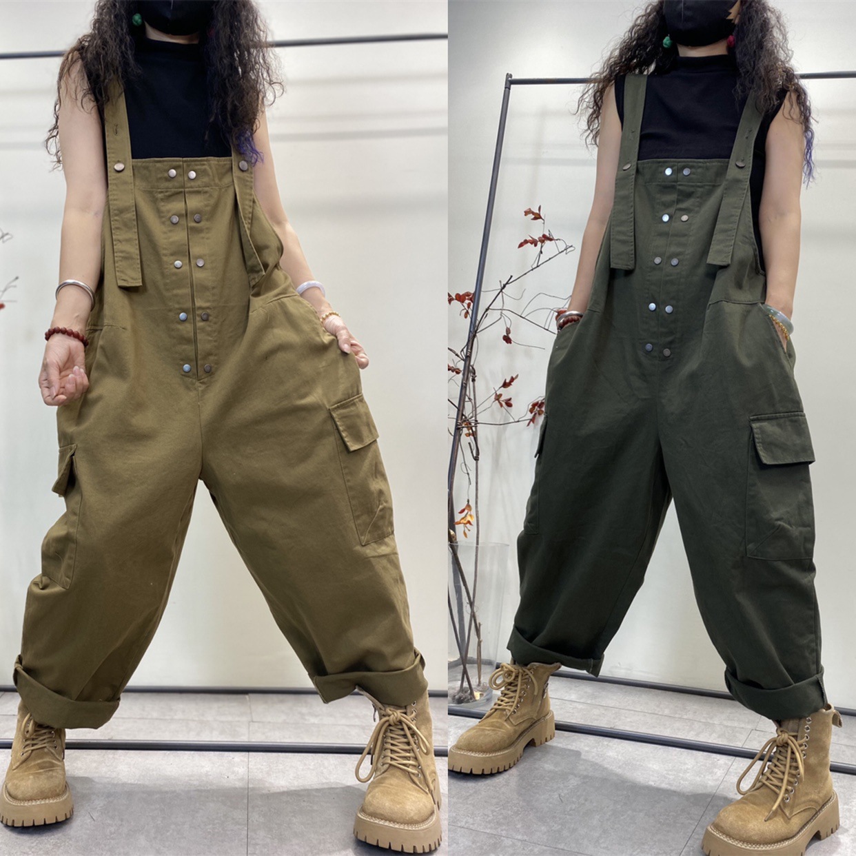 ★サロペット　ロングサロペット　オーバーオール　ハーレムパンツ