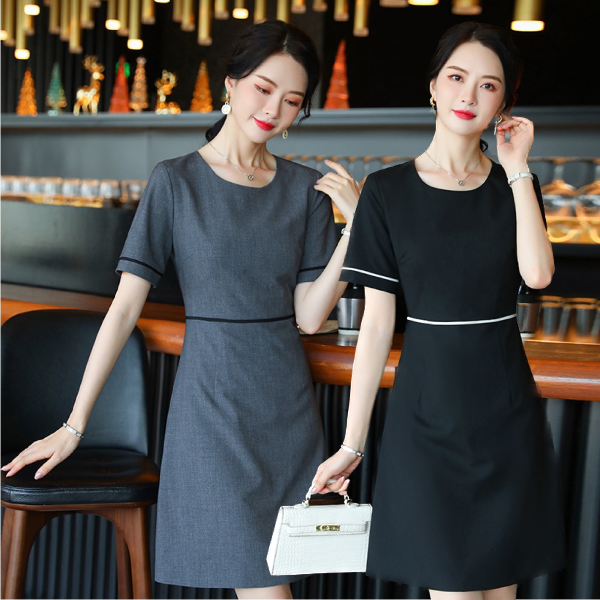 ★S～5L★ OL 通勤 オフェス 美容院 美容室 ユニホーム ワンピース