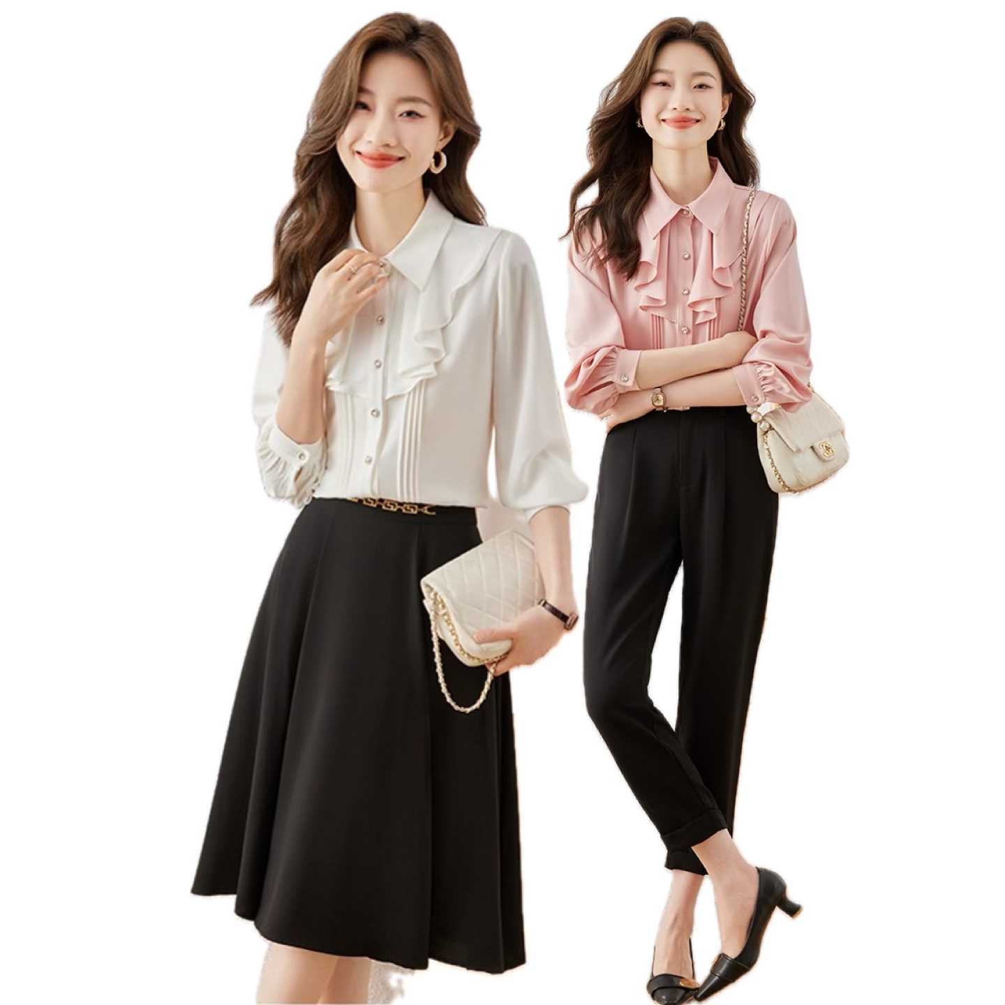 ★上質S～4L★ OL 通勤 オフェス着 お天気お姉さん 司会 可愛いプリーツ　シャツ　ブラウス