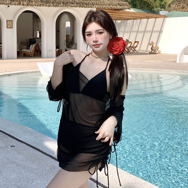 品質保証！L～5L★水着 水泳 海水浴 ビーチ  水着4点セット　ビキニ 可愛い水着