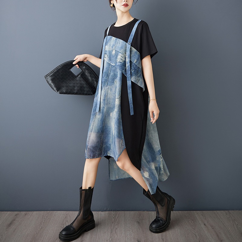 ★ゆったり★原宿風　109系　異素材　重ねるワンピース　ドッキングワンピース