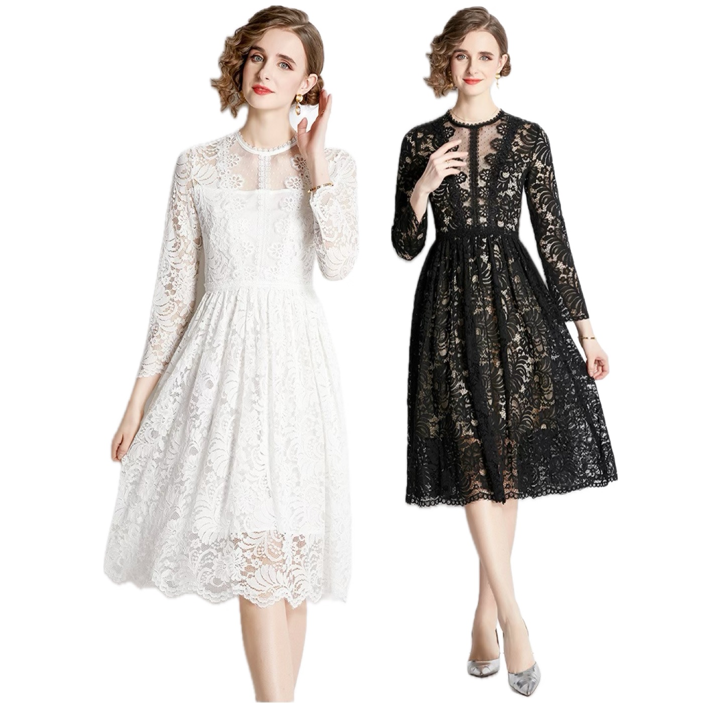 S～3L★パーティー 二次会　忘年会 　ウエストギャザ入り　可愛い花柄ドレスワンピース