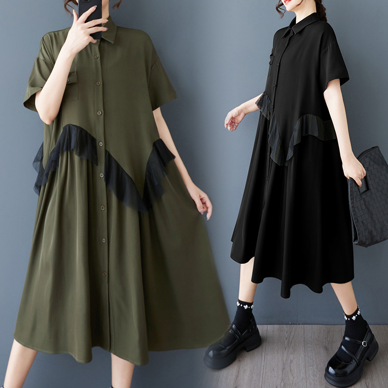 2025新作 ★原宿風　109系　ゆったりめ　ウエストギャザ入り　可愛いチュール　膝下ワンピース