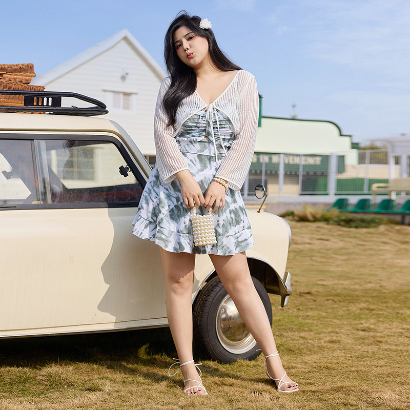 品質保証！2L～6L★水着 水泳 海水浴 ビーチ  ボレロ付き　水着3点セット　ワンピース水着