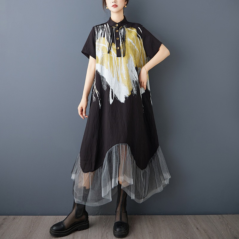 ★ゆったり★原宿風　109系　異素材切替　重ねるワンピース　ドッキングワンピース