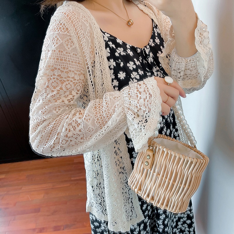 ２L～５L 大きいサイズ★ぽっちゃりさん 通勤 出かけ 紫外線対策 可愛い花柄レースボレロ カーディガン