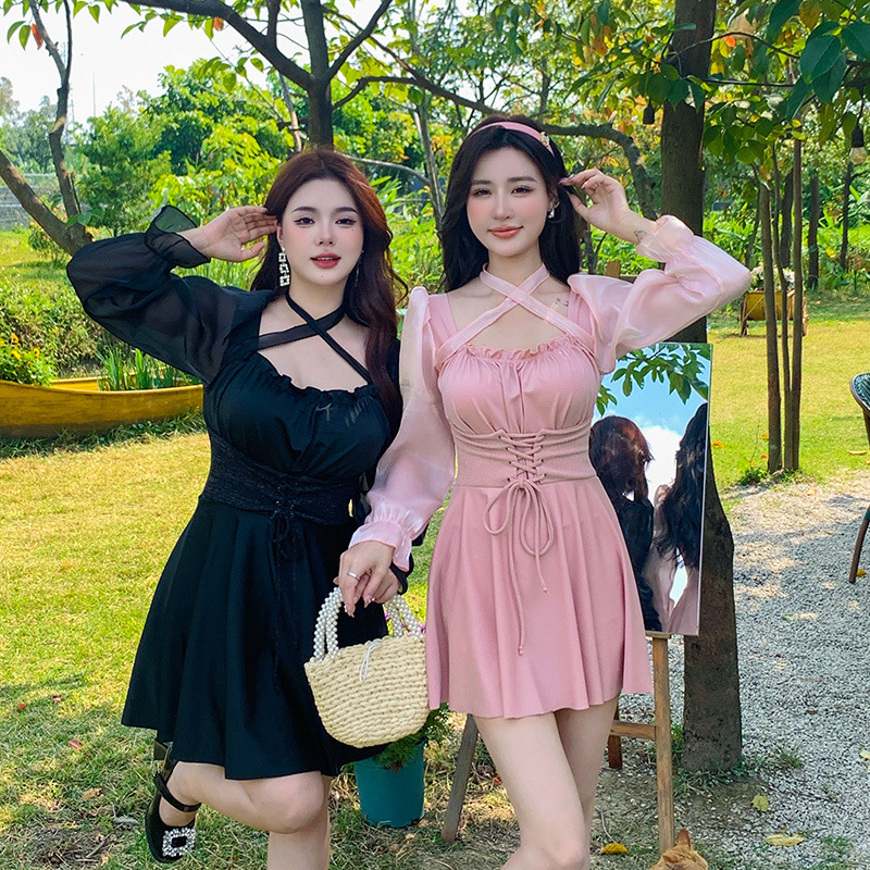 品質保証！2L～6L★水着 水泳 海水浴 ビーチ  可愛いリボン２WAY着　ワンピース 水着