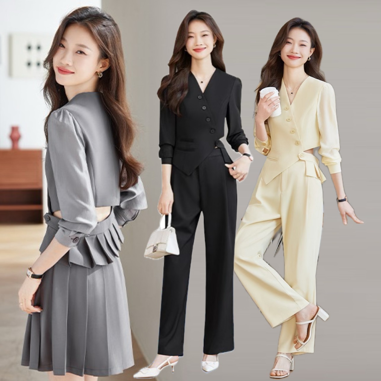 ★上質S～3L★ OL 通勤 オフェス着  オシャレデザイン  スーツセット 2set