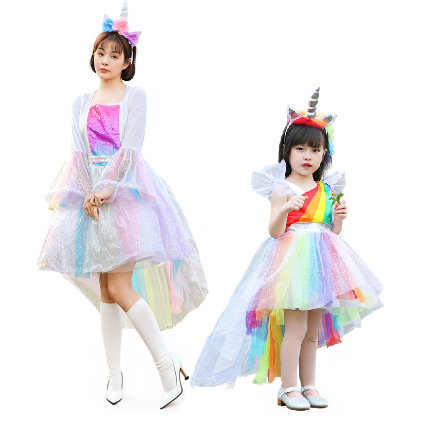 M～5L相当★ ハロウィン衣装　印象的 カラフル 可愛いユニコーンコスプレ　仮装　cosplay　 親子ペア