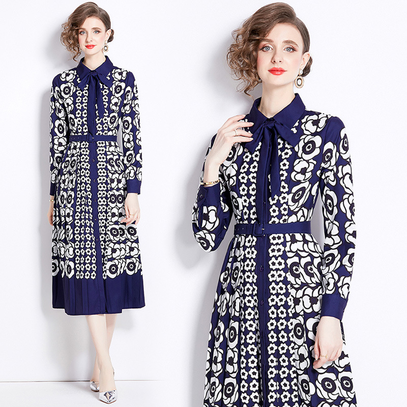 M～3L★パーティー 二次会　忘年会  司会  ベルト付き 上品感花柄プリントドレスワンピース